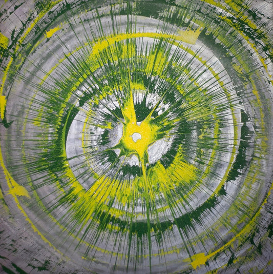 “Graffiti Lemon” 2020, Acrylic paint on canvas with diamond dust, 110Cm x 110Cm x 4Cm. (Sold).