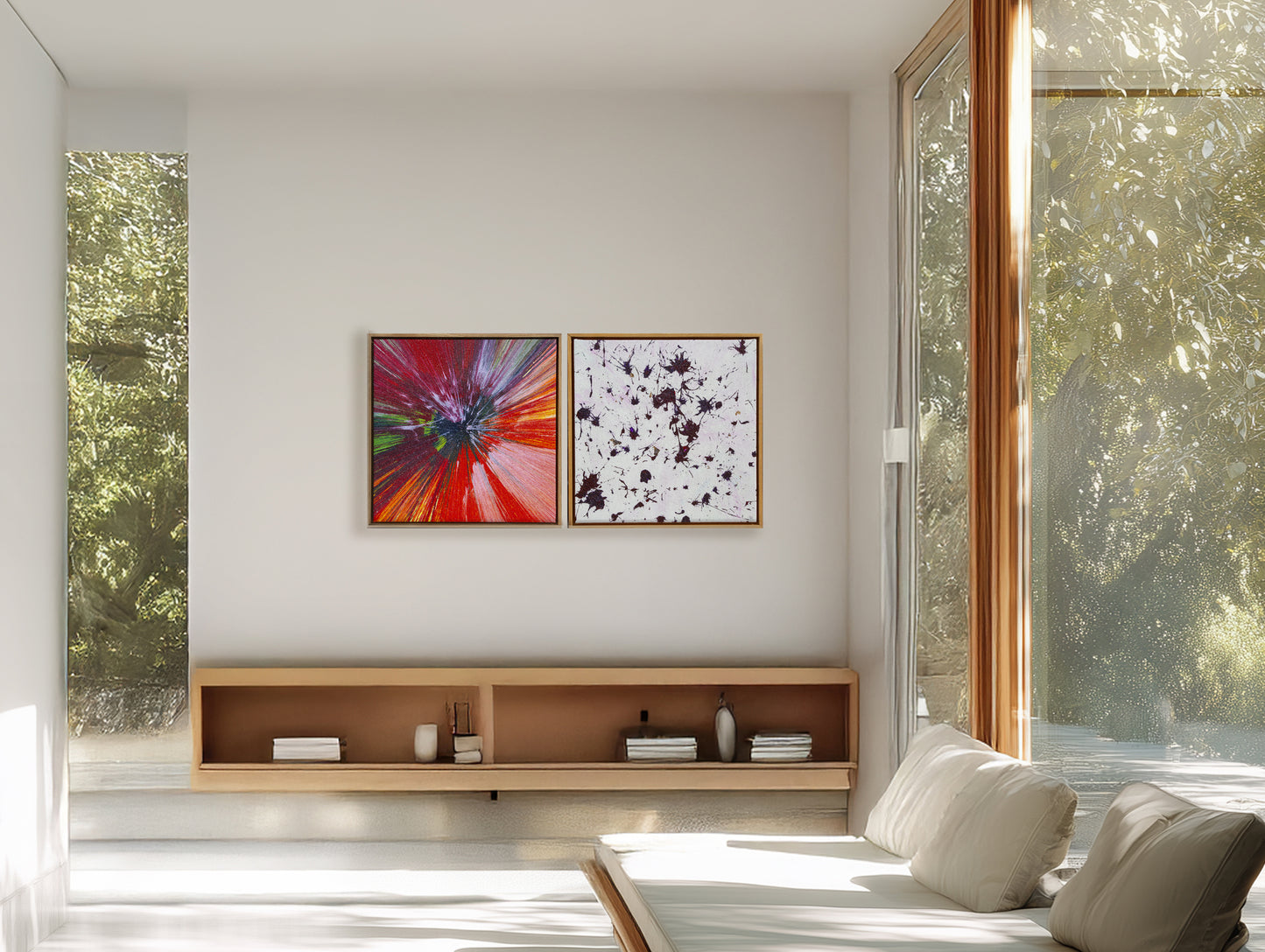 “OBSIDIAN ABSTRACT DIALOGUE", 2025 Acrylic paint on canvas with diamond dust 56Cm × 56Cm × 4Cm