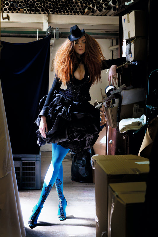 Lily Cole in Blue Tights, at studio Gabriel, Christian Lacroix Haute Couture” 2006