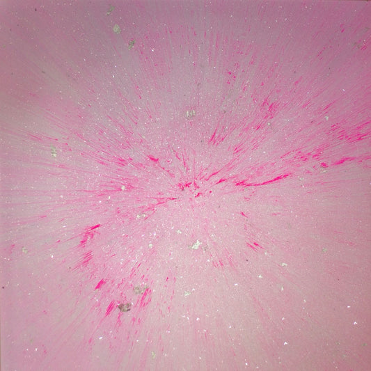 “SUGAR DADDY” 2020, Acrylic paint on canvas with diamond dust and pure silver sheets, 110Cm x 110Cm x 4Cm.