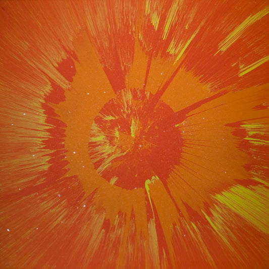 “SUNFLOWER” 2021, Acrylic paint on canvas with diamond dust, 110Cm x 110Cm x 4Cm.(Sold).