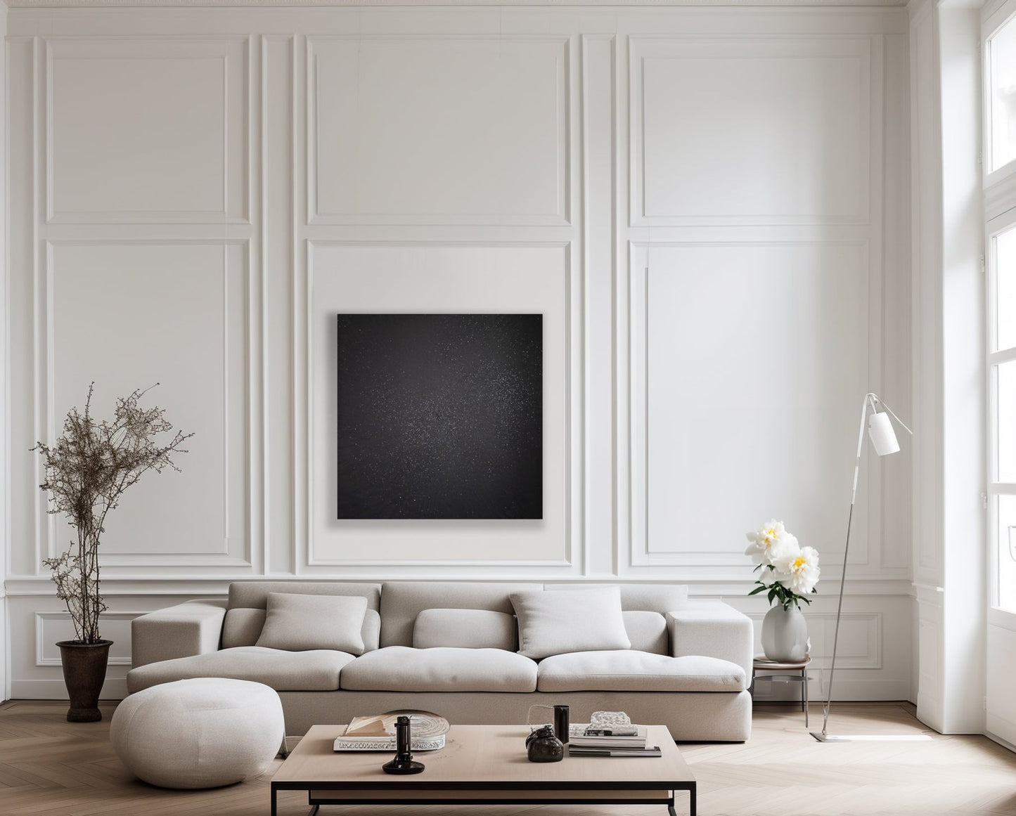 “Dark Night of the Soul” 2020, Acrylic paint on canvas with diamond dust, 110Cm x 110Cm x 4Cm. (sold).