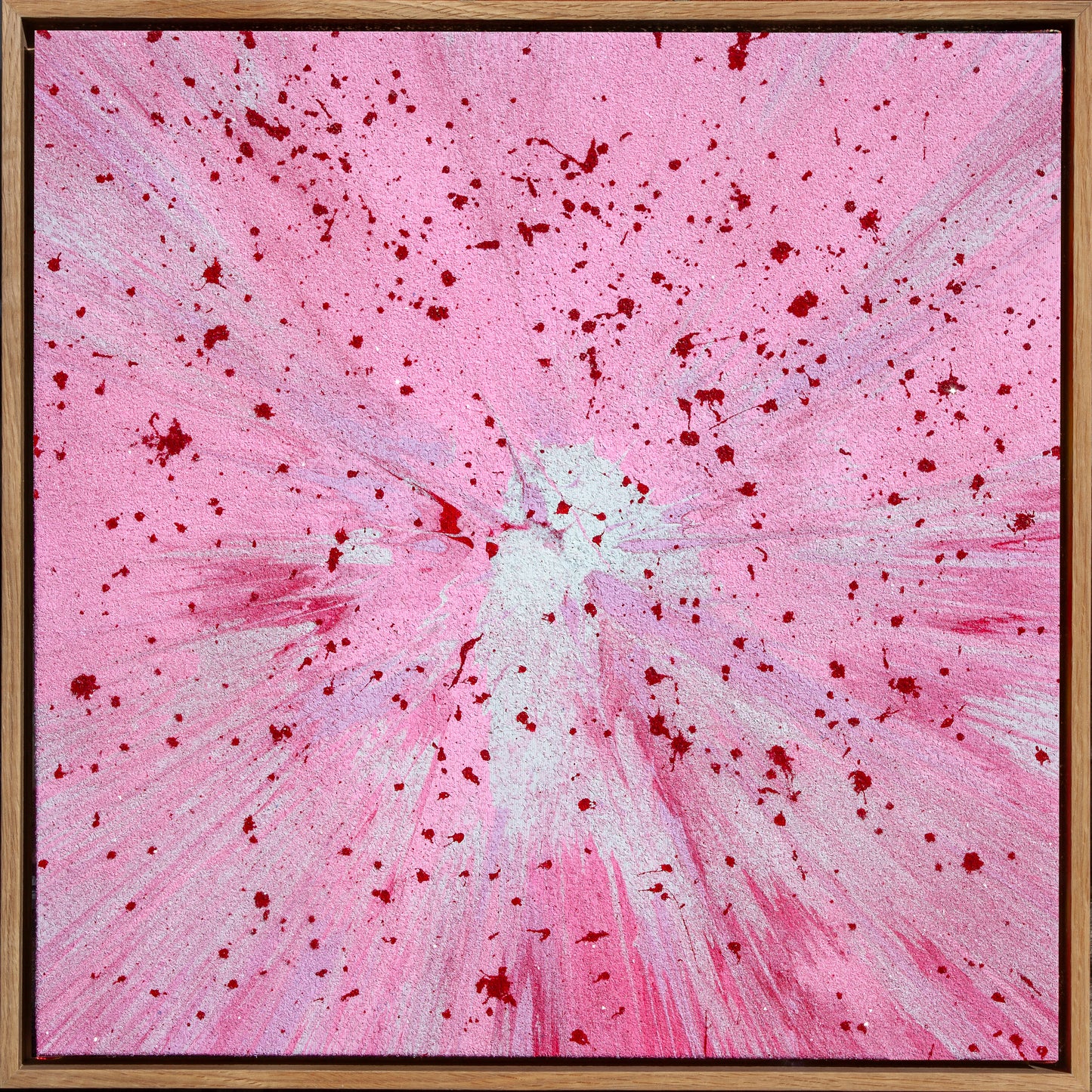Celestial Pink, 2025 Acrylic paint on canvas with diamond dust, 56 × 56 × 4 cm