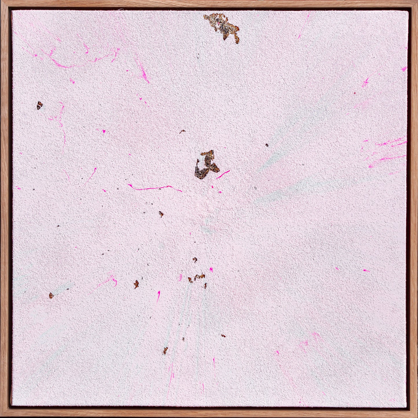 Cosmic Pink Whisper, 2025 Acrylic paint on canvas with diamond dust and pure silver 56 × 56 × 4 cm