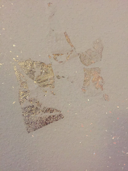 “Iceberg A-76” 2021, Acrylic paint on canvas with diamond dust and pure silver sheets, 110Cm x 110Cm x 4Cm.