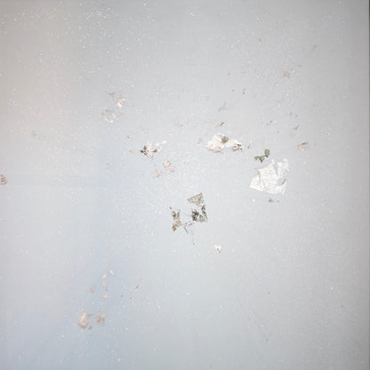 “Iceberg A-76” 2021, Acrylic paint on canvas with diamond dust and pure silver sheets, 110Cm x 110Cm x 4Cm.