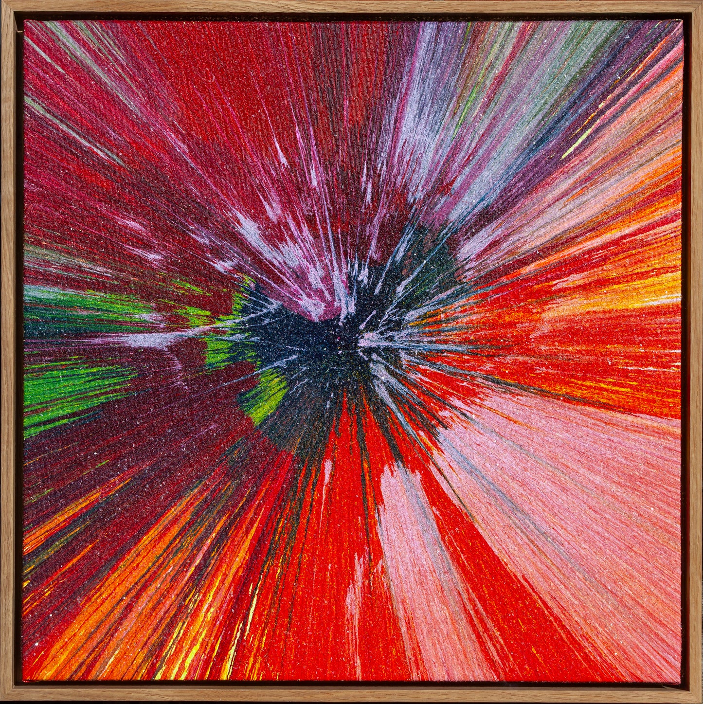 “OBSIDIAN ABSTRACT DIALOGUE", 2025 Acrylic paint on canvas with diamond dust 56Cm × 56Cm × 4Cm