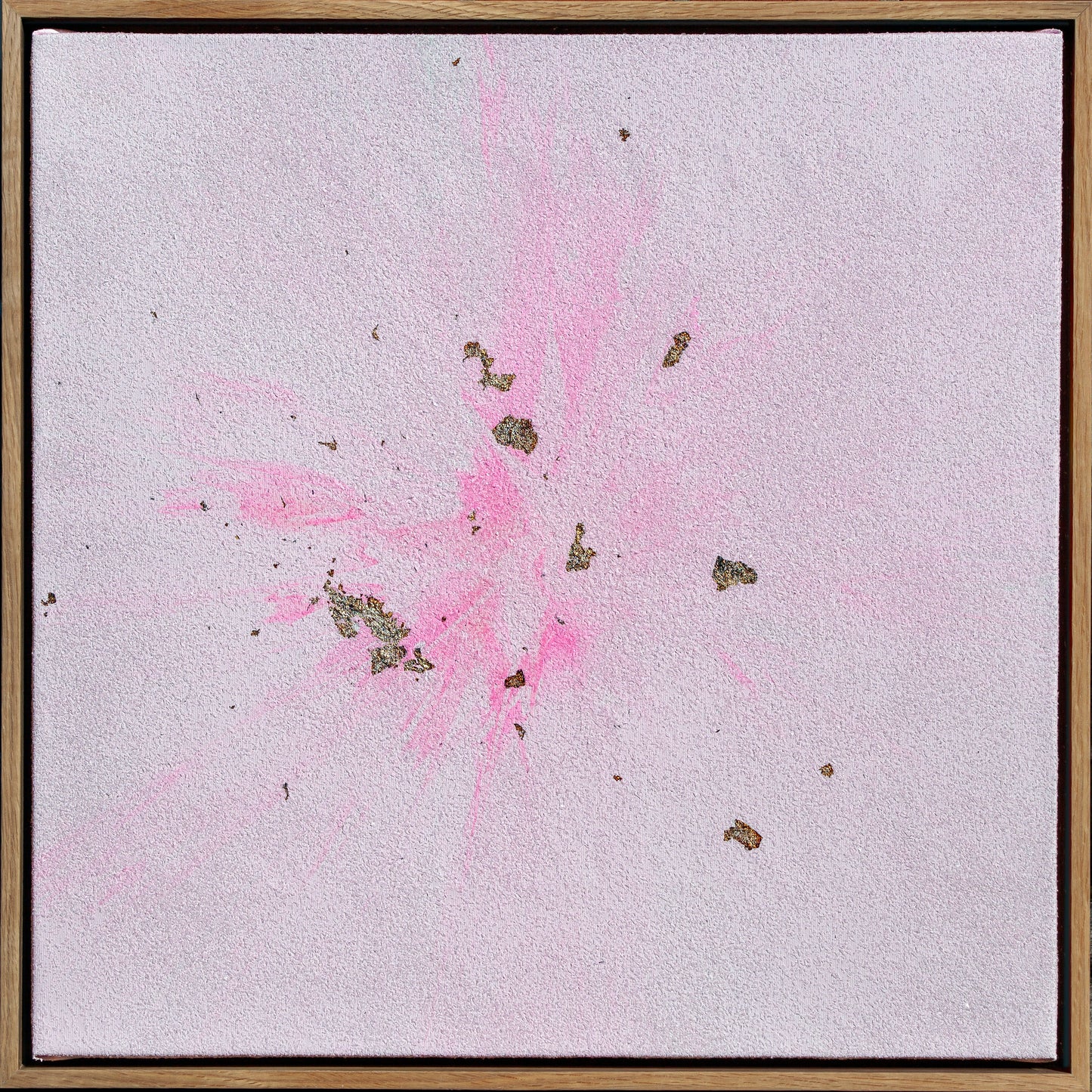 Pink Dream in the Cosmos, 2025 Acrylic paint on canvas with diamond dust and pure silver 56 × 56 × 4 cm