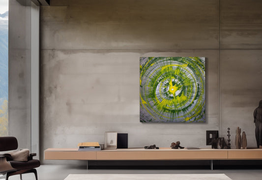 “Graffiti Lemon” 2020, Acrylic paint on canvas with diamond dust, 110Cm x 110Cm x 4Cm. (Sold).