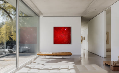 “Excess implosion” 2020, Pure silver flakes, diamond dust and acrylic paint on canvas, 110Cm x 110Cm x 4Cm.