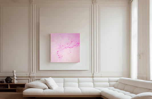 “SUGAR DADDY” 2020, Acrylic paint on canvas with diamond dust and pure silver sheets, 110Cm x 110Cm x 4Cm.